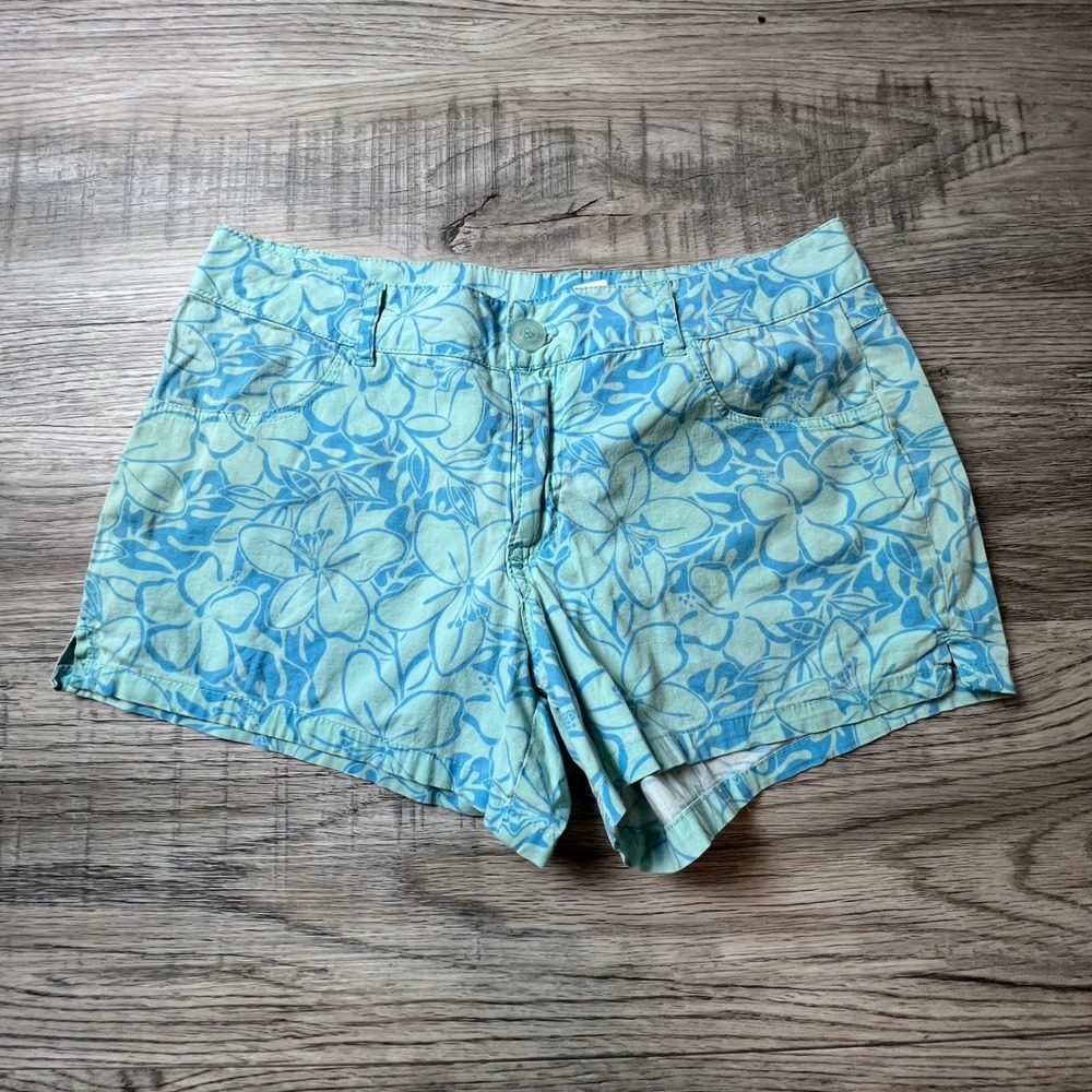 Justice Shorts Girls 16 Regular Blue Floral Tropical Cotton Stretch‎ Casual W10